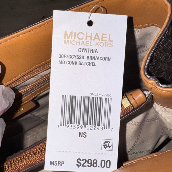 MICHAEL KORS Cynthia Medium Satchel Purse- Brown/Acorn - Picture 15 of 16